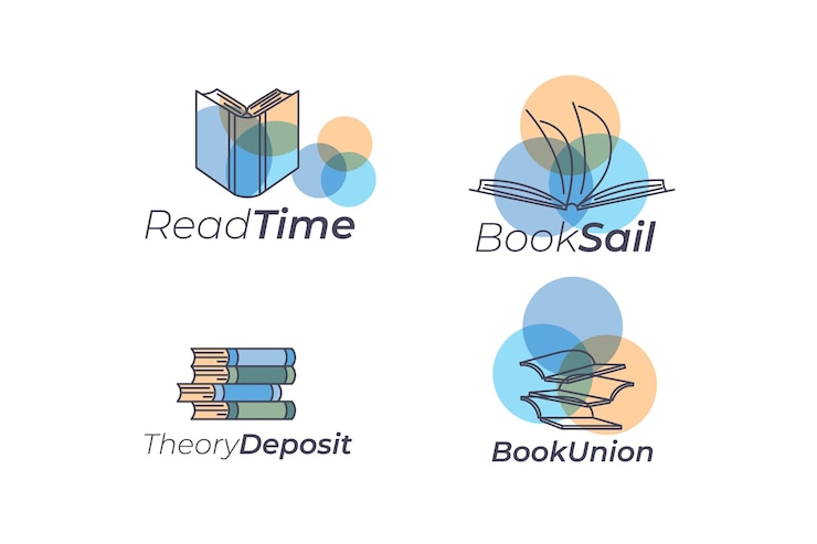 Vettore gratuito insieme di logo del libro piatto