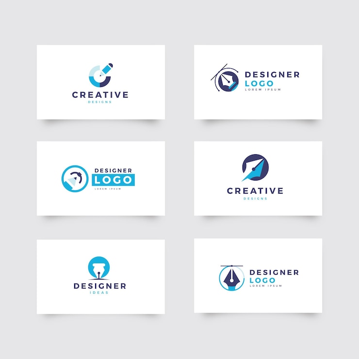 Vettore gratuito insieme di logo di designer grafico piatto