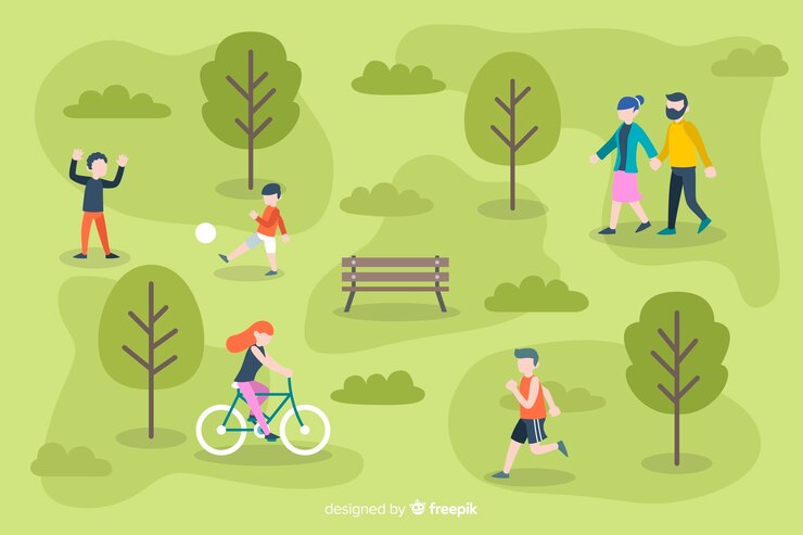 Vettore gratuito insieme di persone nel parco
