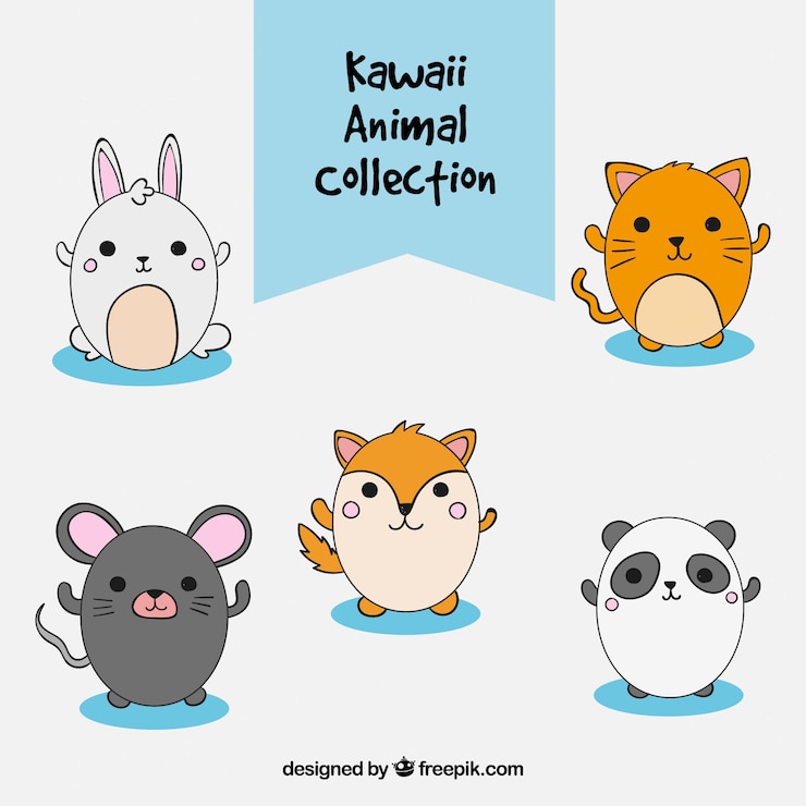 Vettore gratuito insieme di simpatici animali disegnati a mano