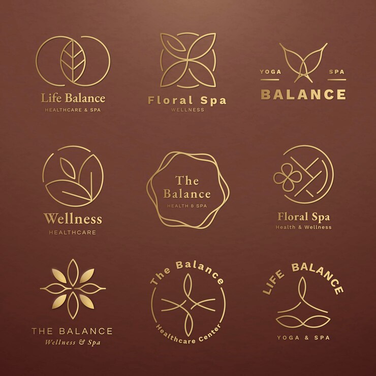 Vettore gratuito insieme di vettore del modello di logo di yoga modificabile per salute e benessere
