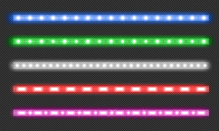 Vettore gratuito insieme di vettore delle strisce principali con effetto bagliore al neon