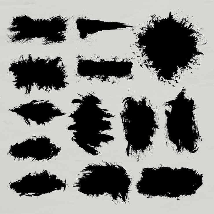 Vettore gratuito insieme fatto a mano di vettore dell'insegna del grunge nero