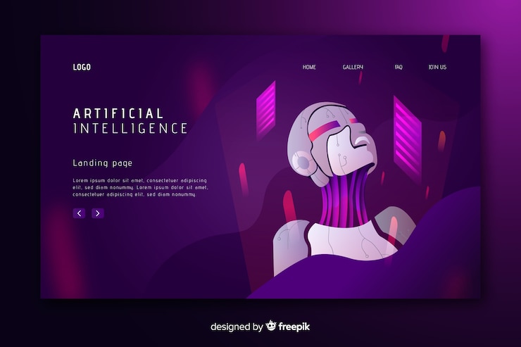 Vettore gratuito intelligenza artificiale del modello di pagina di destinazione