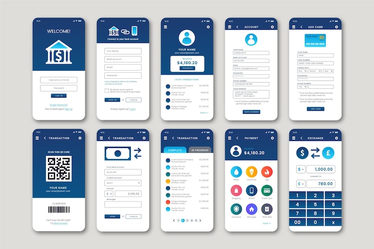 Vettore gratuito interfaccia dell'app bancaria