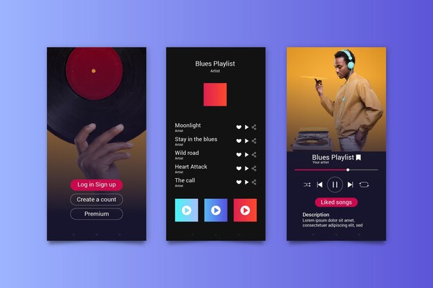 Interfaccia dell'app del lettore musicale