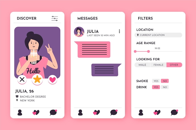 Interfaccia dell'app di incontri