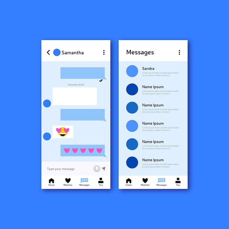 Vettore gratuito interfaccia di chat per app di incontri