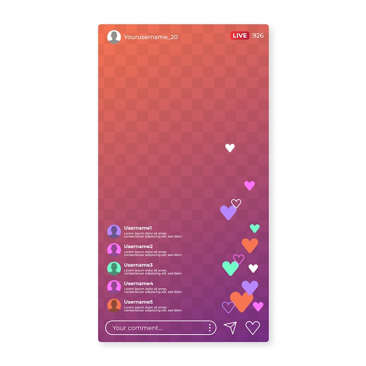 Vettore gratuito interfaccia di instagram live streaming