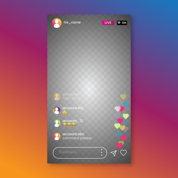 Vettore gratuito interfaccia di instagram live streaming