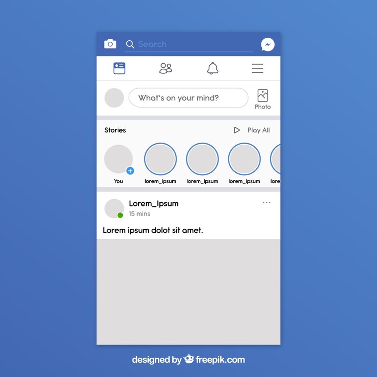 Vettore gratuito interfaccia per app facebook dal design minimalista