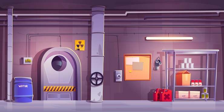Vettore gratuito interior design del bunker sotterraneo