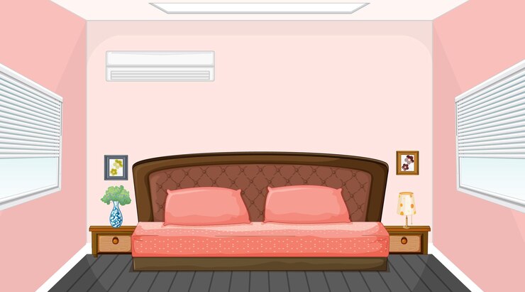 Vettore gratuito interior design della camera da letto rosa con mobili
