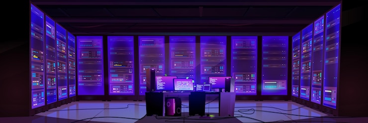 Vettore gratuito interno della sala server del centro dati