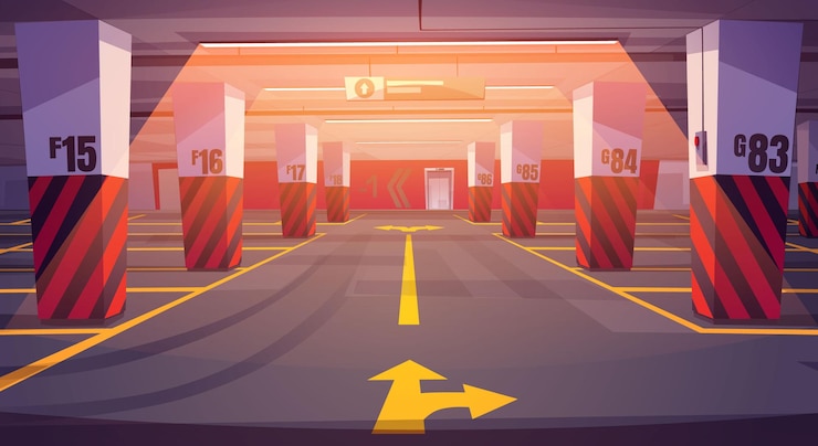 Vettore gratuito interno vuoto del parcheggio sotterraneo