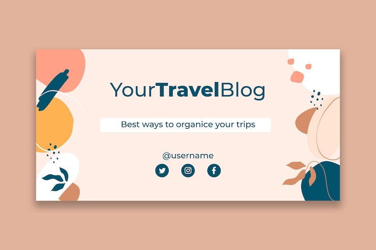 Vettore gratuito intestazione del blog di viaggio di doodle astratto
