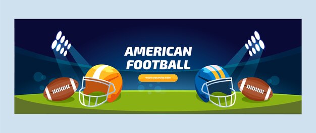 Intestazione di twitter di football americano di design piatto disegnato a mano