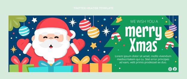 Intestazione di twitter di natale piatta disegnata a mano