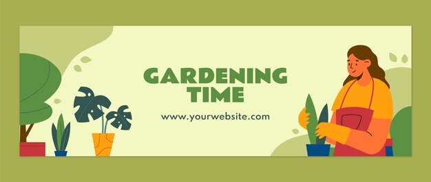 Intestazione di twitter tempo di giardinaggio disegnato a mano