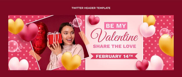 Intestazione realistica di twitter di San Valentino