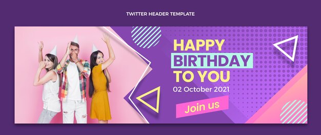 Intestazione twitter compleanno mezzitoni sfumati