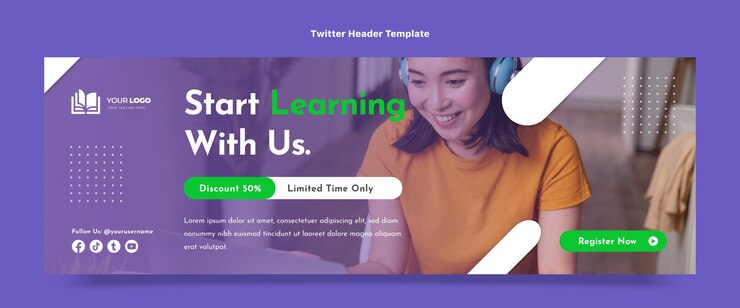 Vettore gratuito intestazione twitter con tecnologia minimale dal design piatto