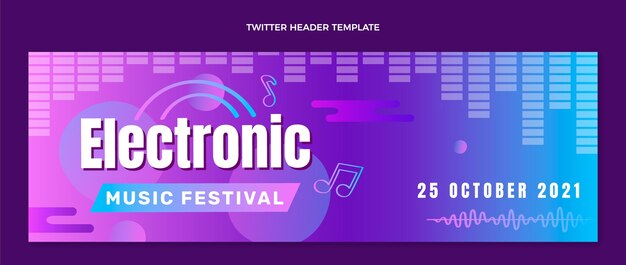 Intestazione twitter del festival musicale colorato sfumato