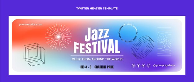 Intestazione twitter del festival musicale colorato sfumato