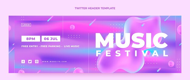 Intestazione twitter del festival musicale colorato sfumato
