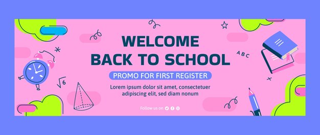 Intestazione twitter del ritorno piatto a scuola