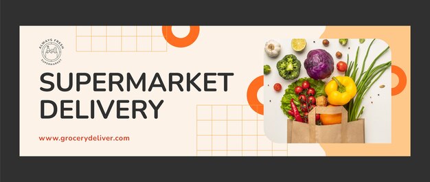 Intestazione twitter del supermercato piatto
