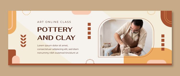Intestazione Twitter dell'atelier di ceramica minimale