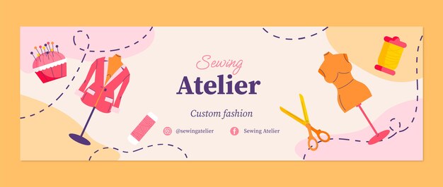 Intestazione twitter dell'atelier di design disegnato a mano