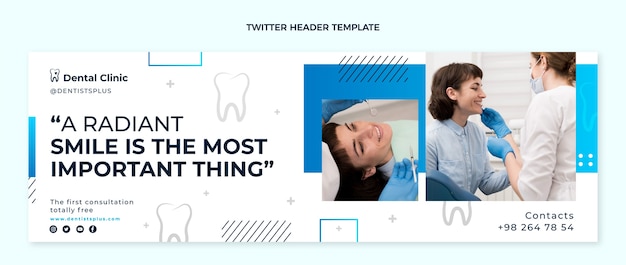 Intestazione twitter della clinica dentale gradiente
