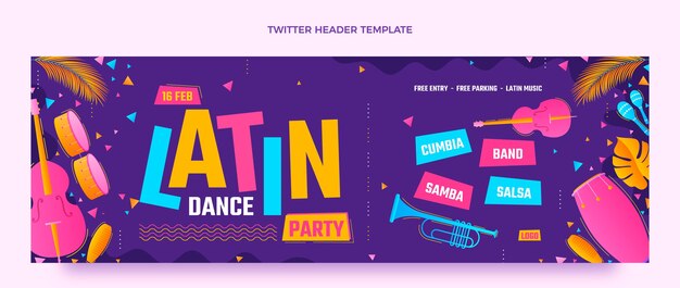 Intestazione twitter della festa di ballo latino sfumato