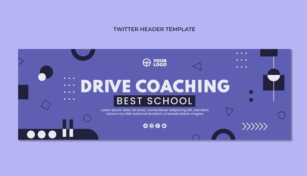 Intestazione twitter della scuola guida piatta