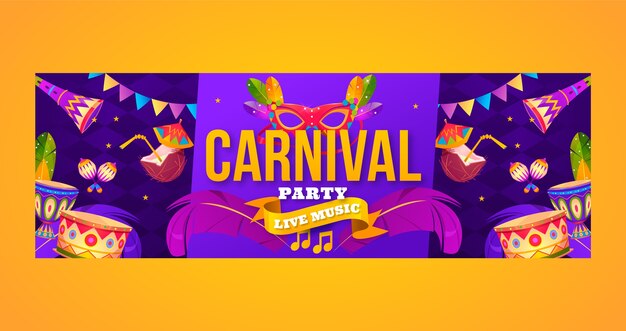 Intestazione twitter di carnevale sfumato