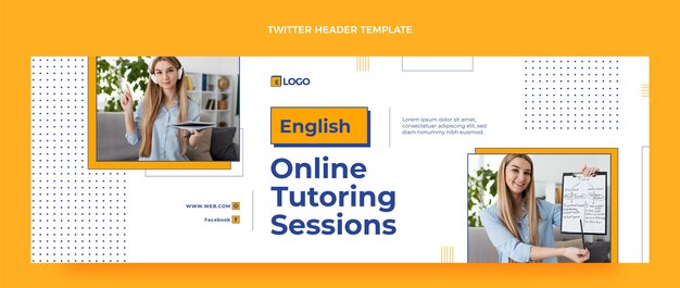 Intestazione twitter di lezioni di inglese design piatto