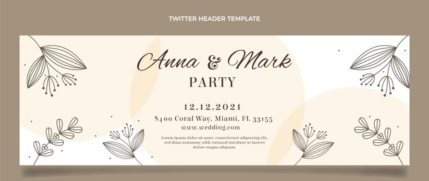 Intestazione twitter di matrimonio disegnata a mano