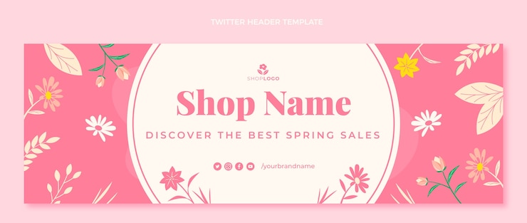 Vettore gratuito intestazione twitter di primavera piatta