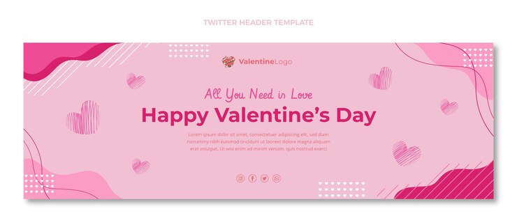 Vettore gratuito intestazione twitter di san valentino disegnata a mano