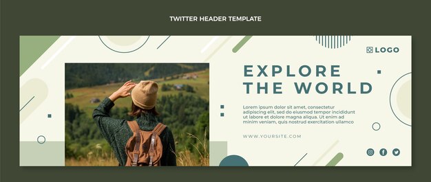 Intestazione twitter di viaggio design piatto