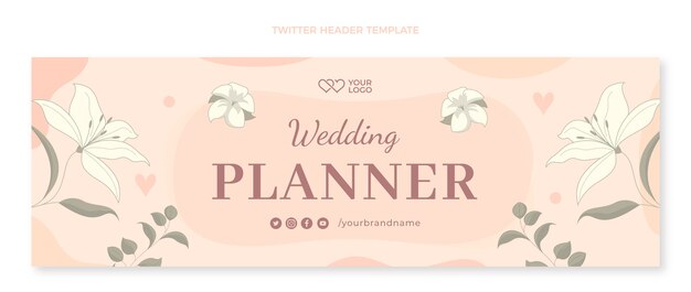 Intestazione twitter di wedding planner floreale disegnata a mano