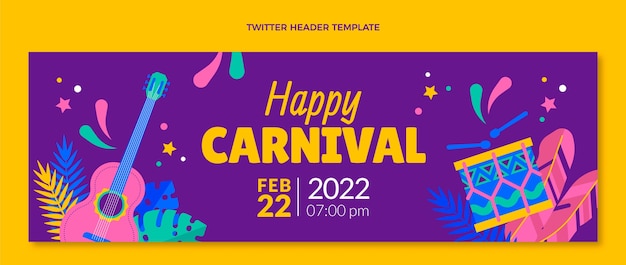 Intestazione twitter piatta carnevale