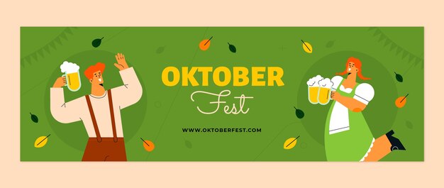 Intestazione twitter piatta dell'oktoberfest