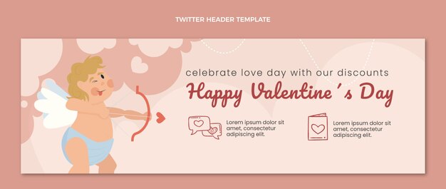 Intestazione twitter piatta di San Valentino