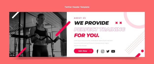 Intestazione twitter piatta per il fitness
