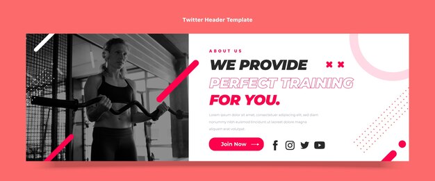 Intestazione twitter piatta per il fitness
