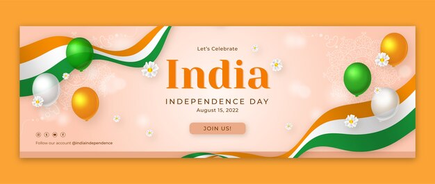 Intestazione twitter realistica del giorno dell'indipendenza dell'india