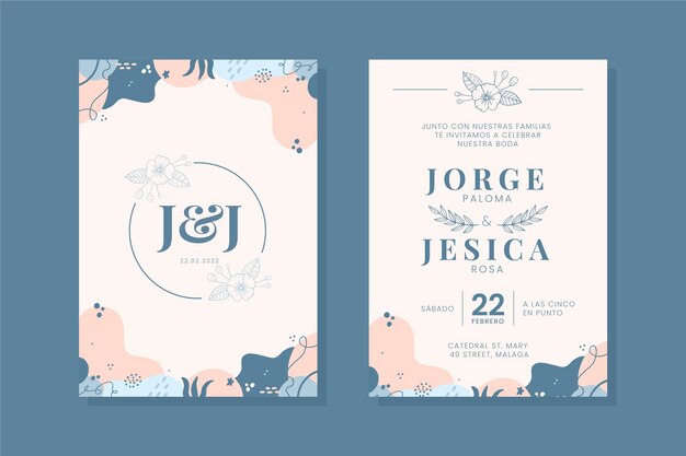 Inviti di nozze disegnati a mano in spagnolo